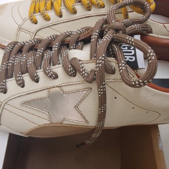 Golden Goose Cream and Brown Loafers with Yellow Accents - Picture 6 of 7